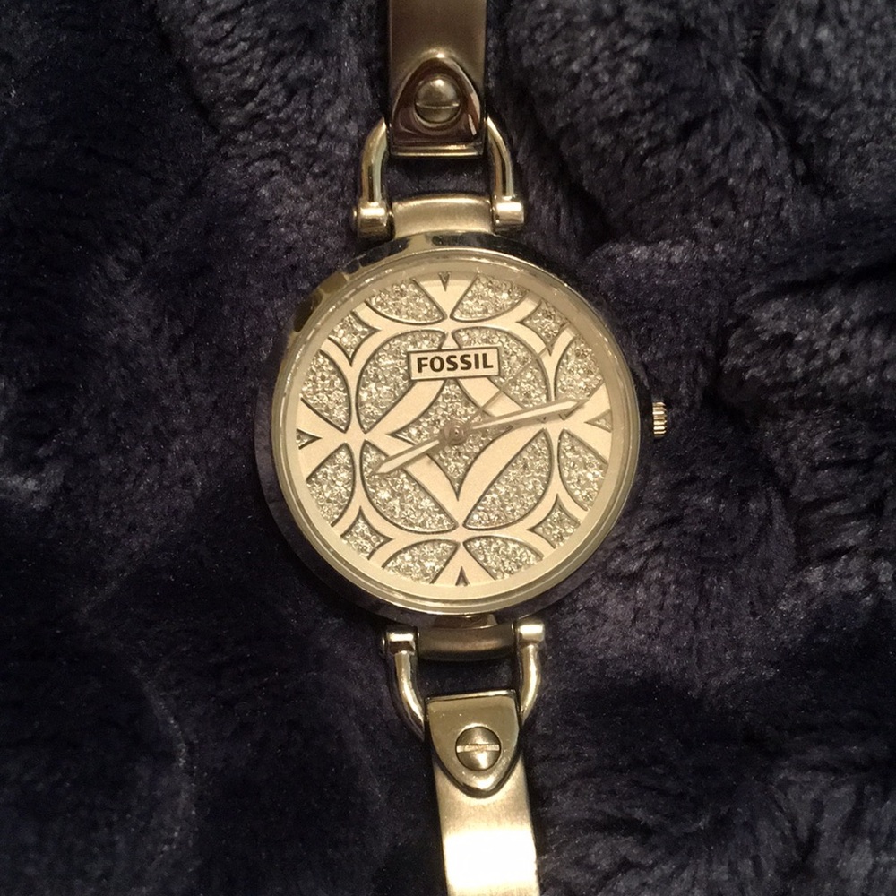 Silver fossil watch